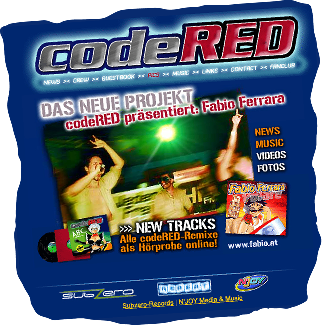 Die codeRED Homepage etwa 2005